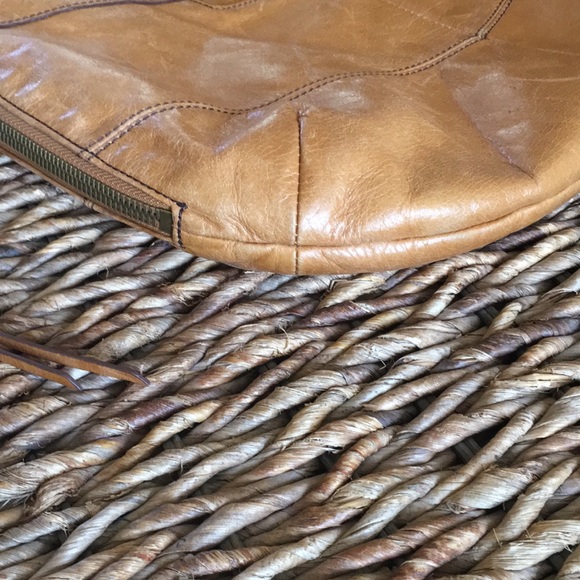 HOBO bag. Tan distressed leather. Hobo style. 12” x 15”. Very nice condition!! - Picture 7 of 9